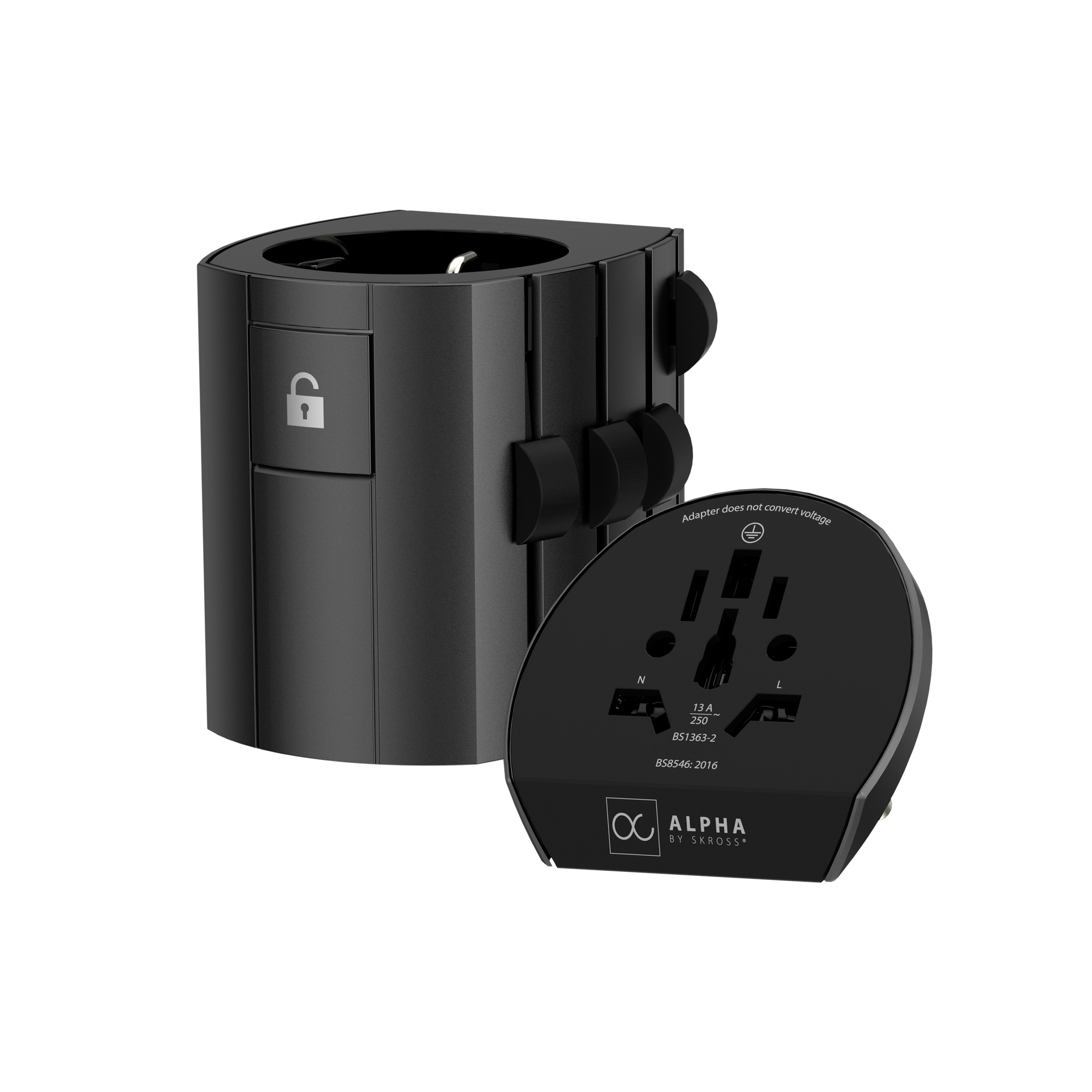 Skross 3-Pole Alpha Travel Adapter Separated