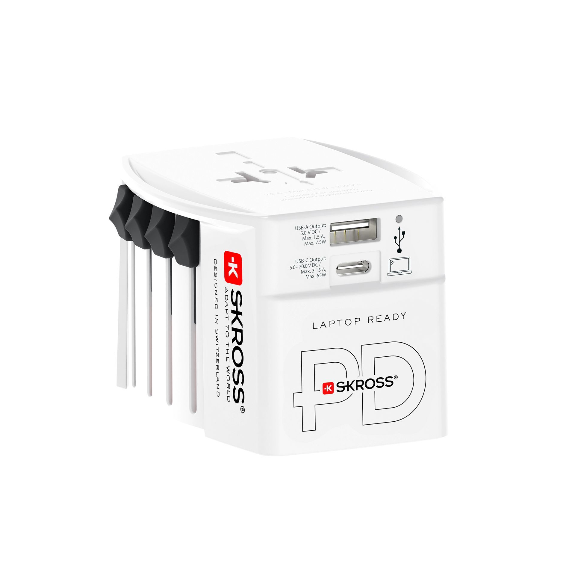 Skross power delivery MUV USB AC65PD 2-pole earthed world travel adapter