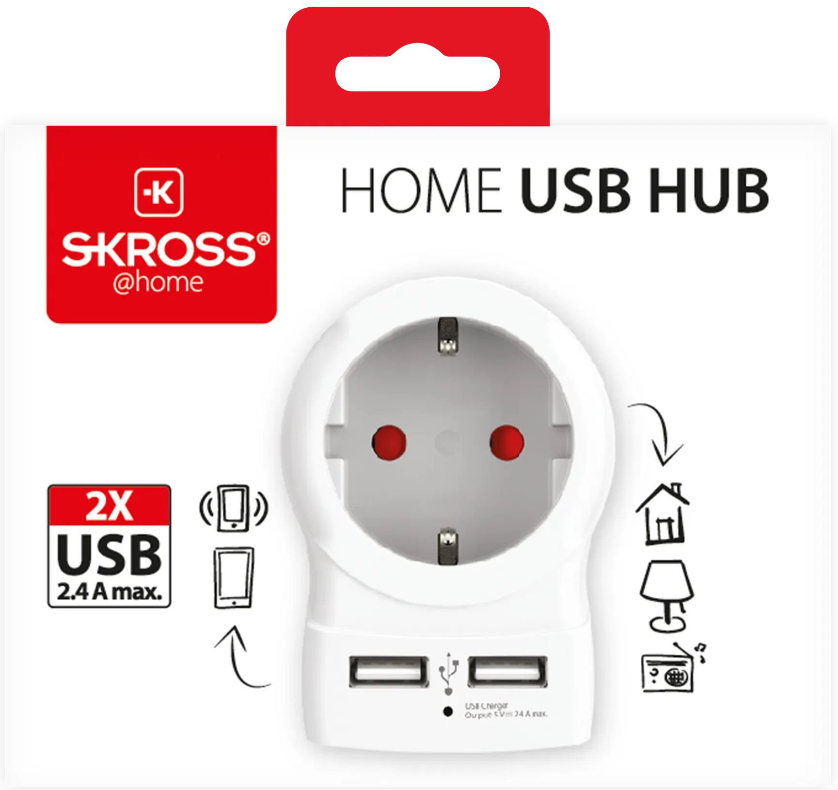 Skross 3-Pole Europe to Europe Home USB HUB Packaging