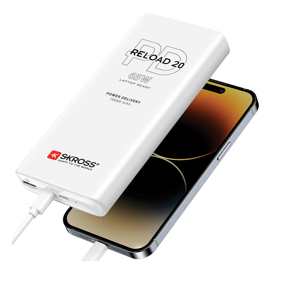 A cell phone is being charged by a power bank.