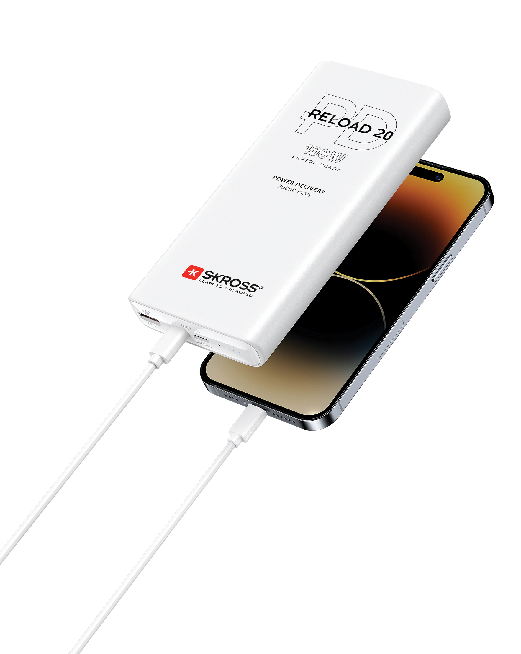 A cell phone is being charged by a power bank.