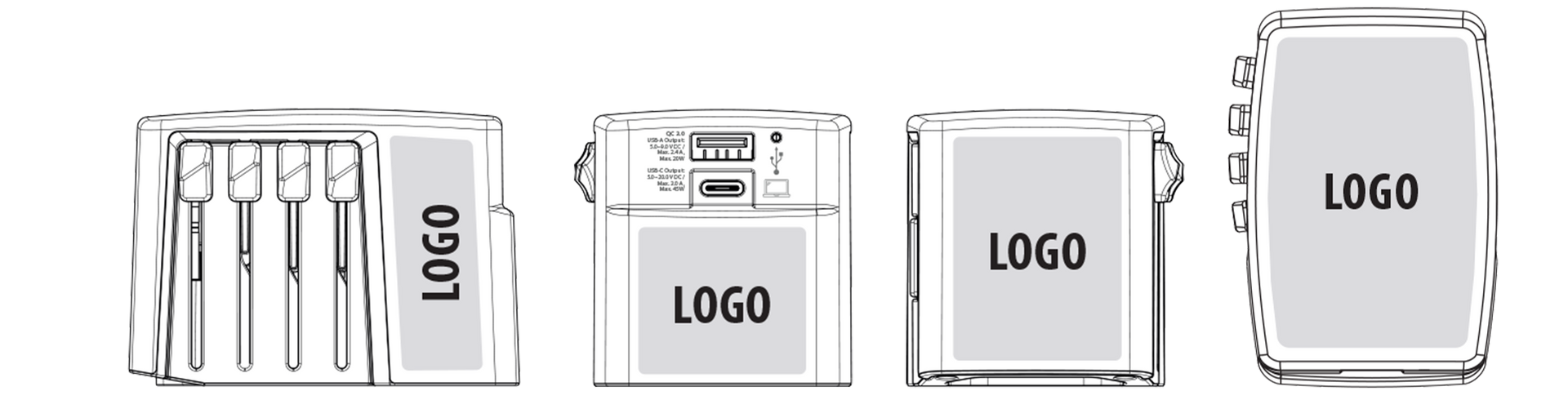 World USB Charger AC45PD Promotional Print Areas SKR-0266