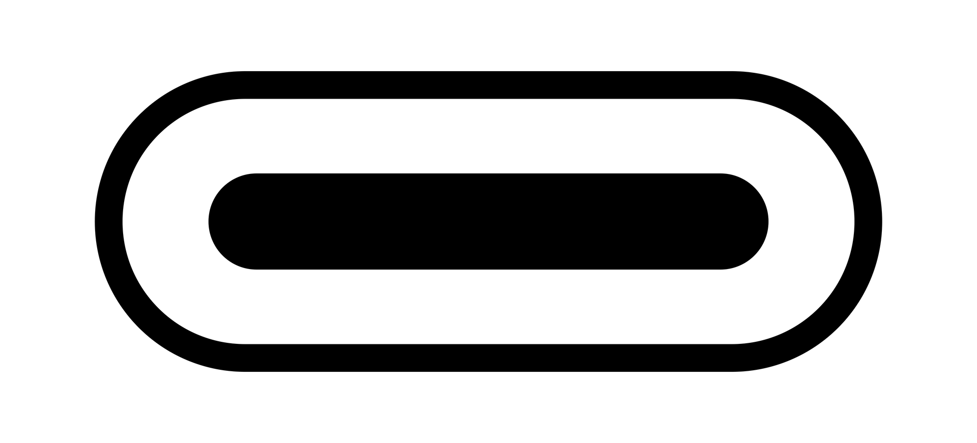 A black and white icon of a circle with a line in the middle.
