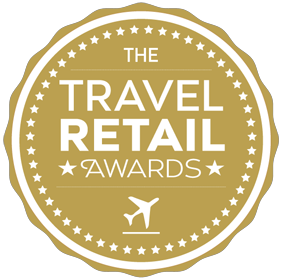 The travel retail awards logo with an airplane on it