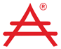 A red letter a with a circle around it on a white background.
