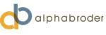 The logo for alphabroder is shown on a white background.