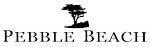 A black and white logo for pebble beach with a tree on a hill.
