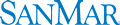 The word sanmar is written in blue on a white background.