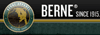 A close up of a berne 's logo on a black background