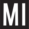 The letter m is white on a black background.