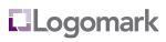 The logo for logomark is purple and white on a white background.