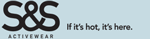 A logo for s & s activewear that says if it 's hot it 's here