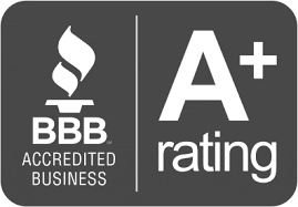 A bbb accredited business a+ rating logo