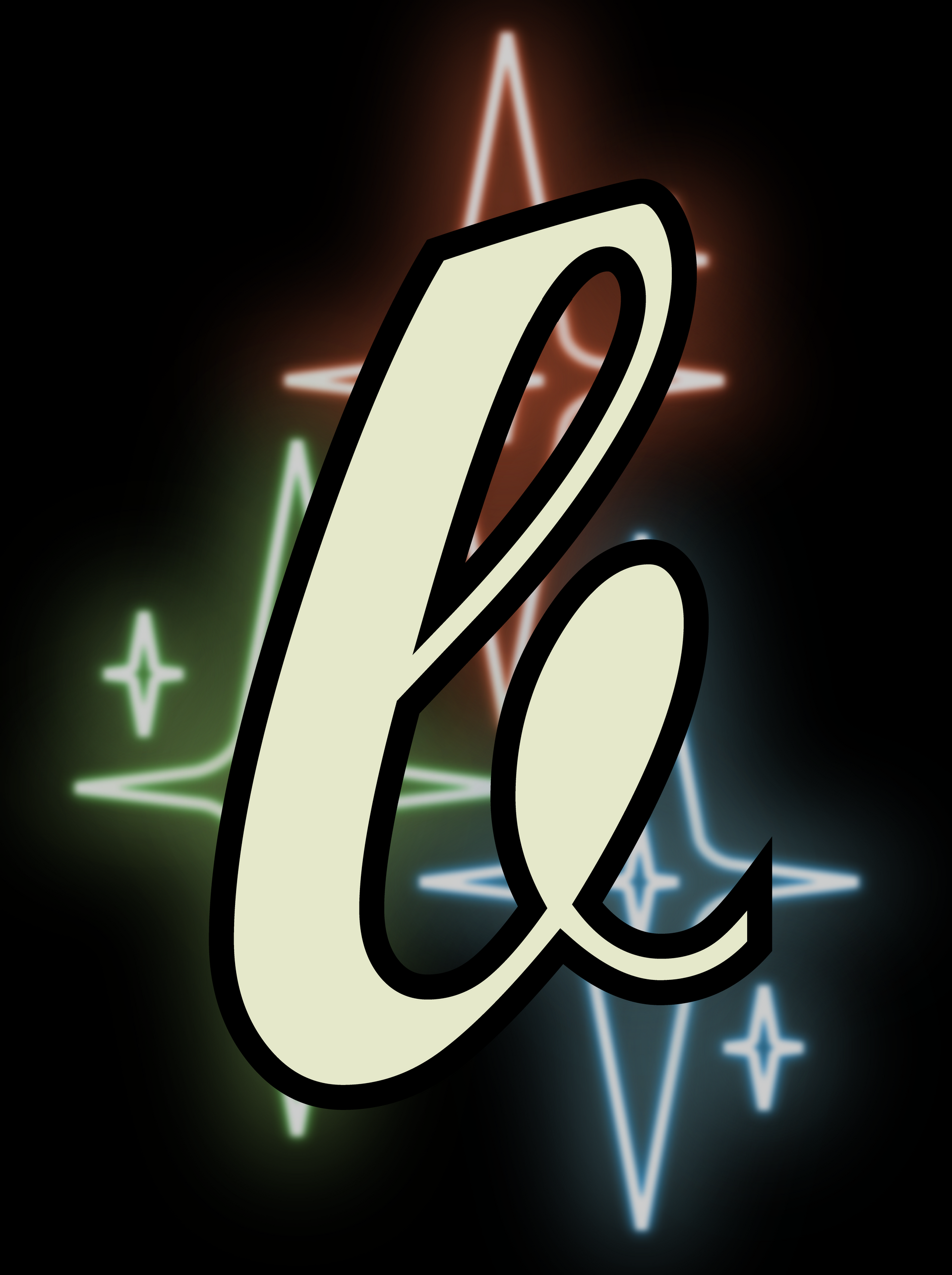 Lowercase cream-and-black
