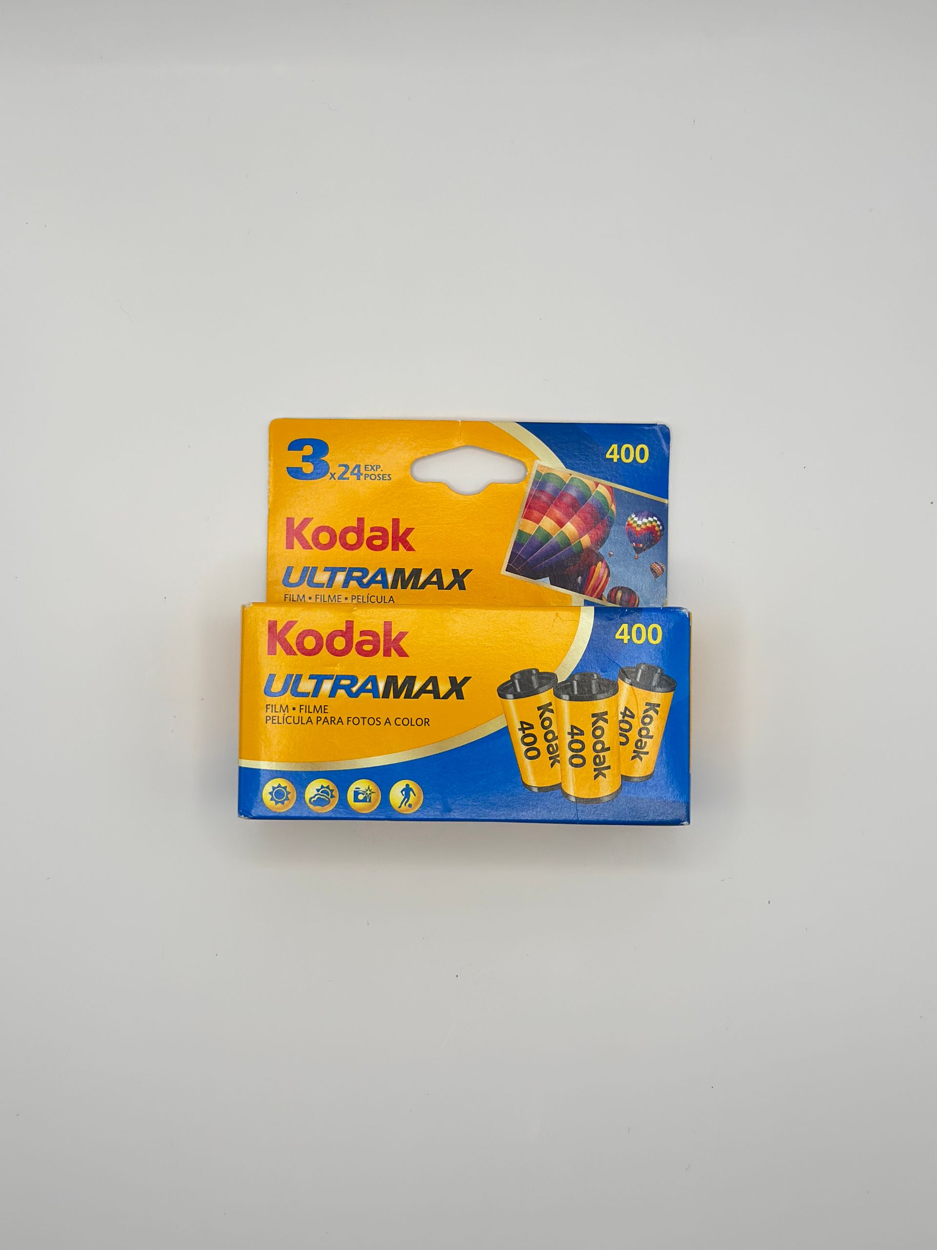 Kodak Ultramax 400 film pack on a white background