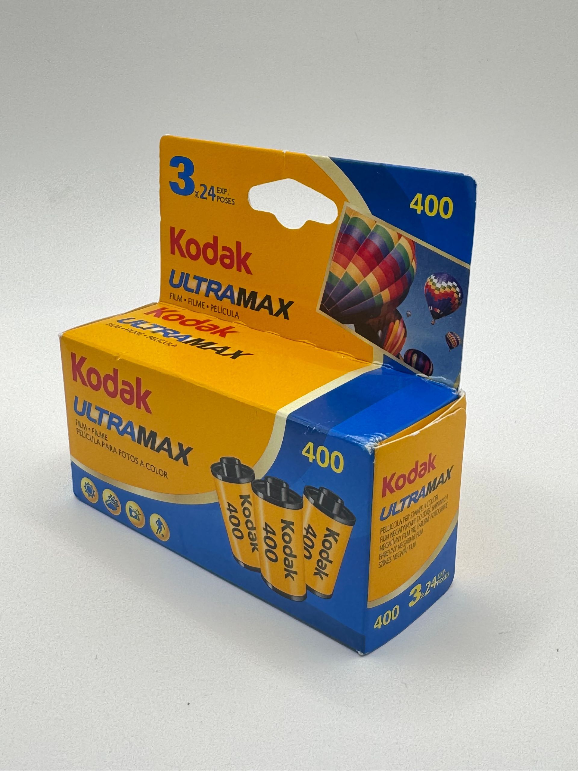 Kodak Ultramax 400 film pack on a white background