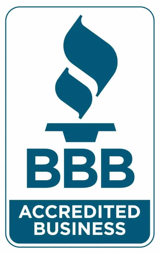 BBB Accredited Business logo: blue flame over the letters