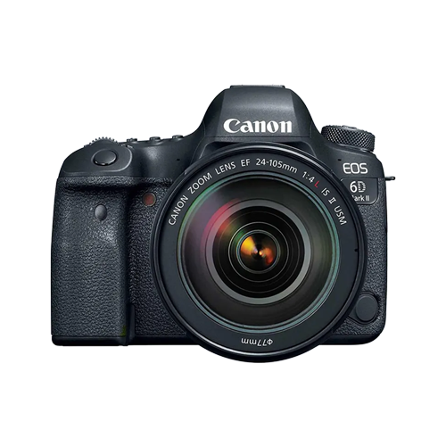Canon EOS 6D DSLR camera with lens on a white background