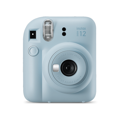 Light blue Instax Mini 12 instant camera front view