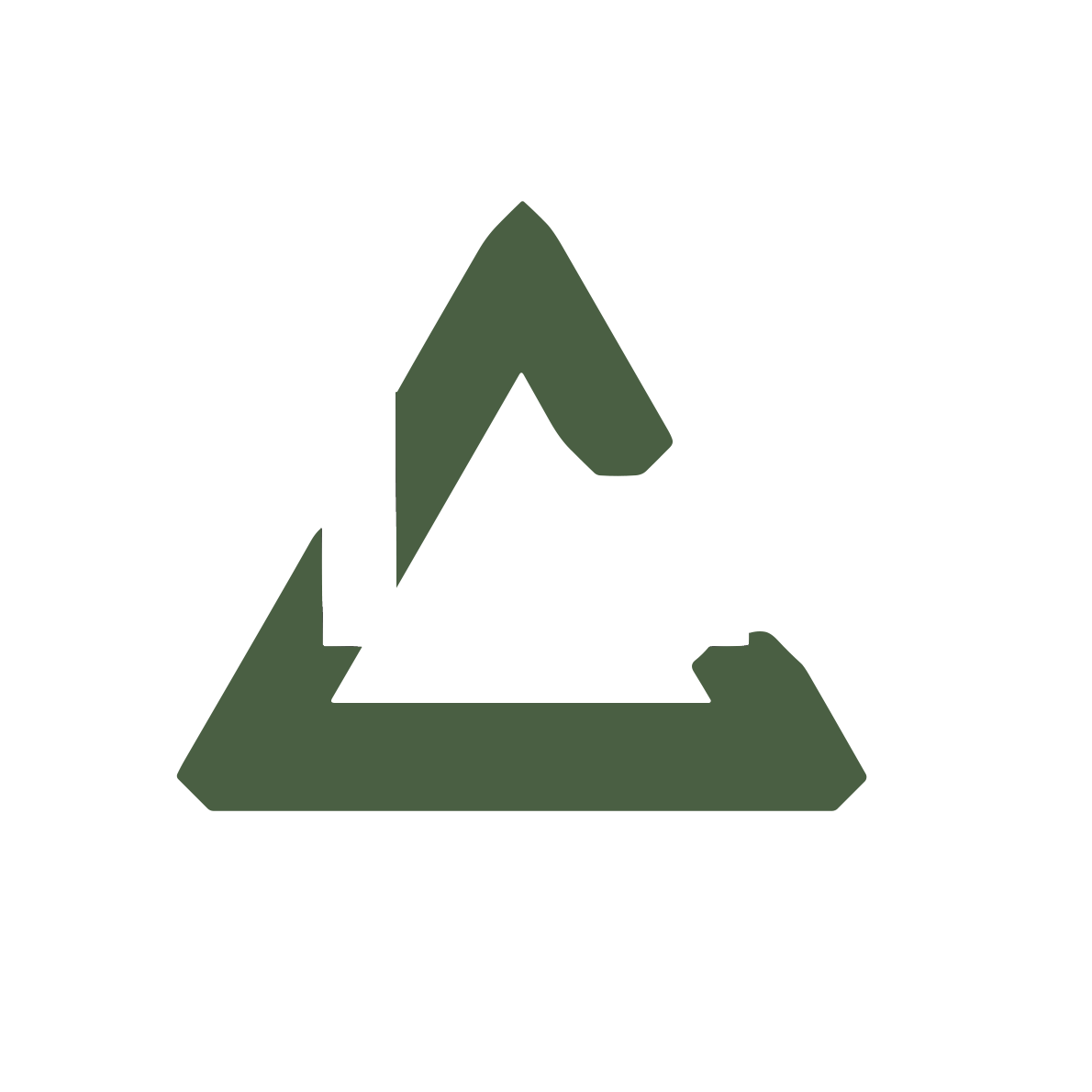 A green recycling symbol with two arrows pointing in opposite directions on a white background.