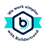A logo that says `` we work simpler with buildertrend ''.