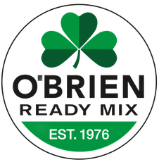 O'Brien Ready Mix logo with green shamrock and “EST. 1976” in a white circle