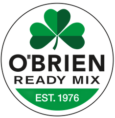 O'Brien Ready Mix logo with green shamrock and “EST. 1976” in a white circle