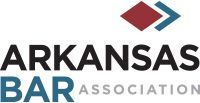 The logo for the arkansas bar association with a red, blue and white diamond.