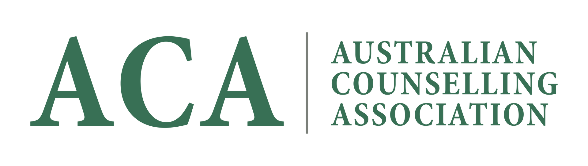 Australian Counselling Association logo in green and gray text with stylized ACA initials
