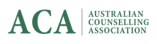 Australian Counselling Association logo in green and gray text with stylized ACA initials