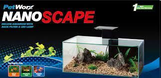 Pet Worx NanoScape aquarium with filter and LED lamp.