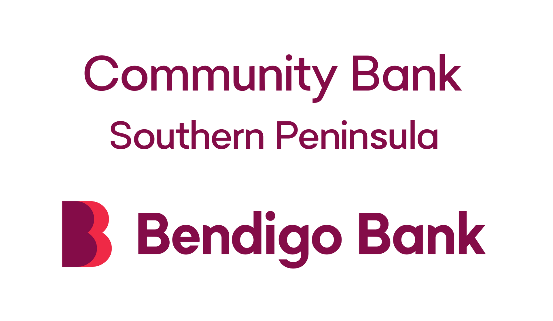 Community Bank Southern Peninsula and Bendigo Bank logo in maroon.
