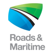 A blue and green logo for roads and maritime