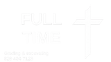 Faint white &ldquo;FULL TIME&rdquo; text with a cross and small date/time details on a light background