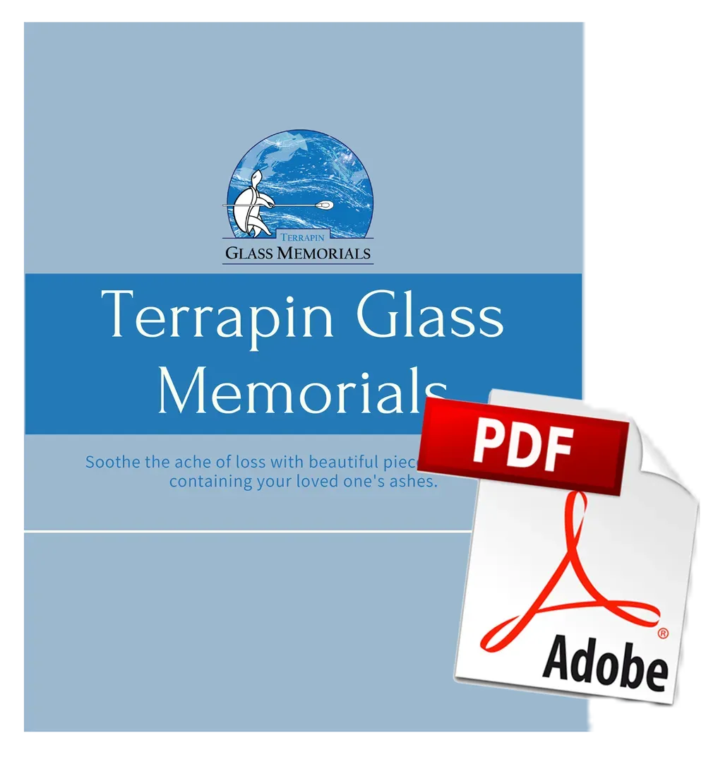 A blue book titled terrapin glass memorials next to a pdf file