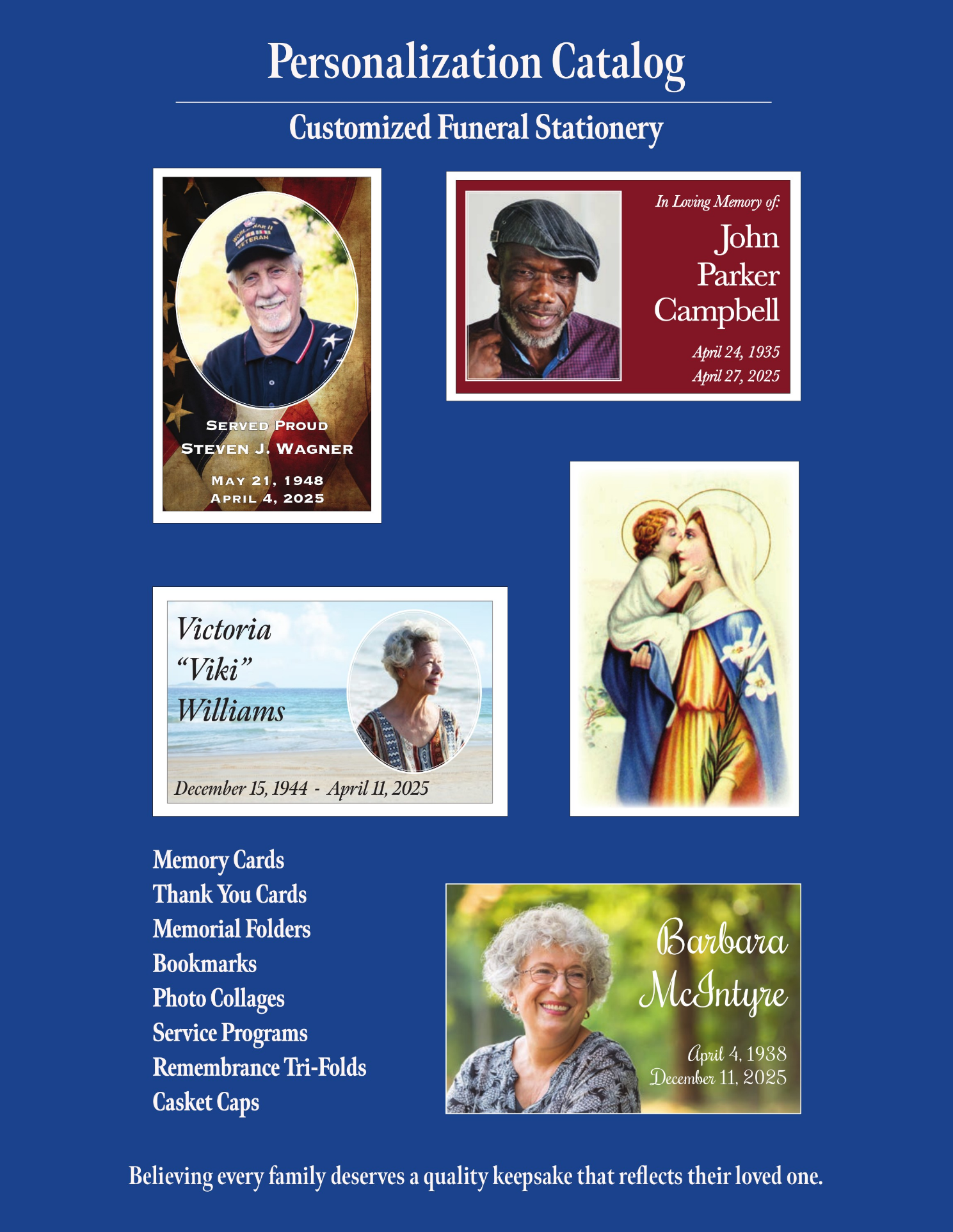 A personalized catalog for funeral stationery with a pdf file.