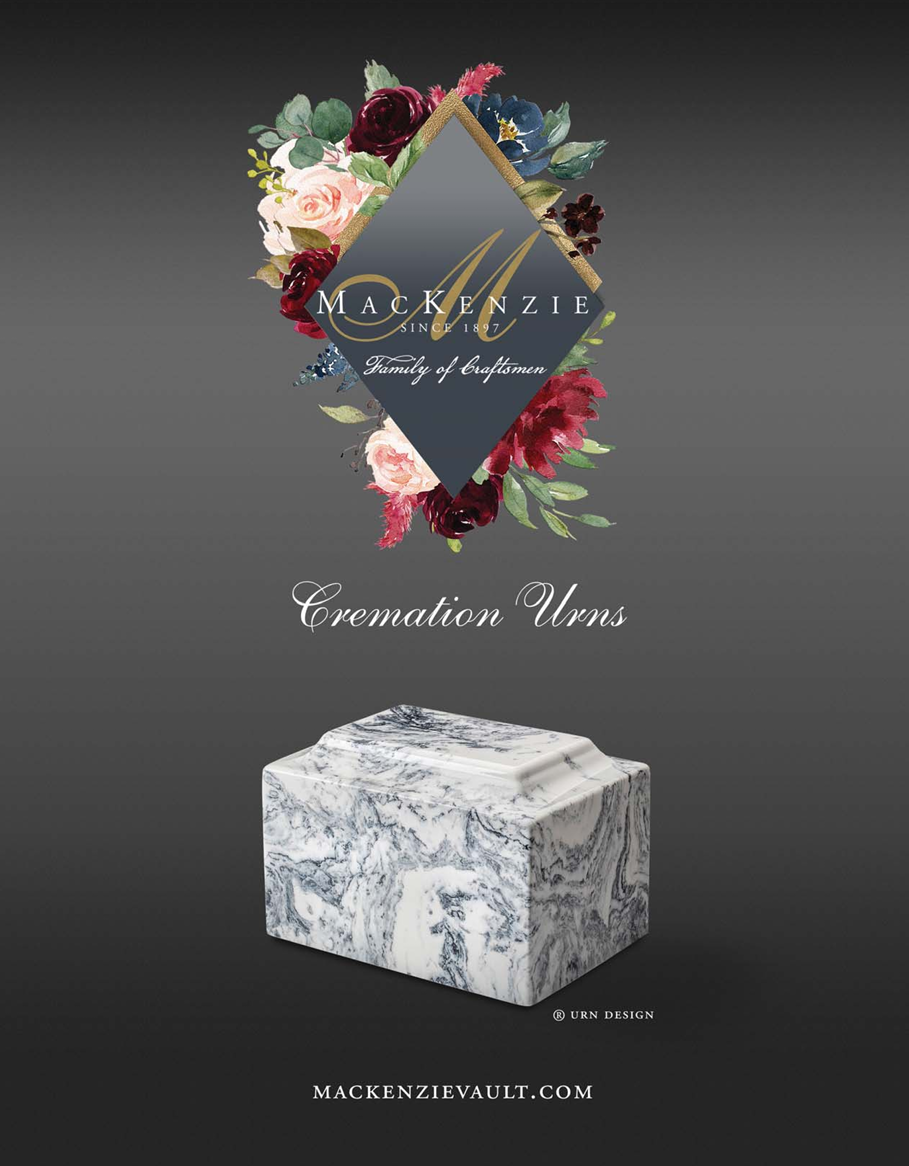 A brochure for cremation urns with a pdf file attached to it.