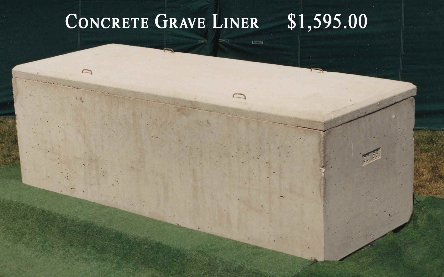 A picture of a concrete grave liner for $ 1,295.00