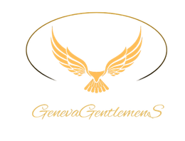 Logo doré ailé à contour ovale et texte « Geneva GentlemenS » en dessous