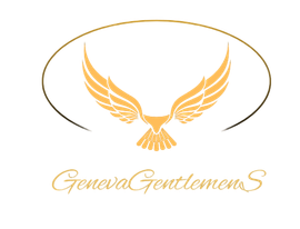 Logo doré ailé à contour ovale et texte « Geneva GentlemenS » en dessous