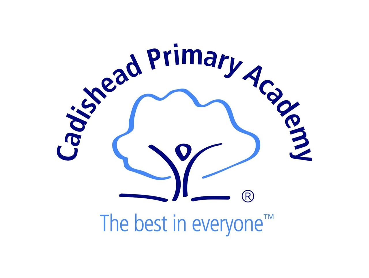 Cadishead Primary Academy logo with blue tree and “The best in everyone” slogan
