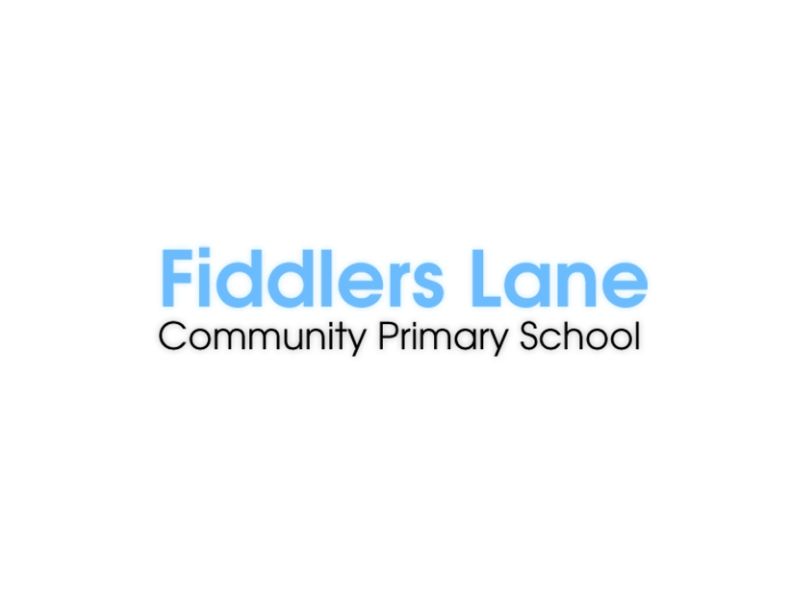Fiddlers Lane Community Primary School logo with blue and black text on a white background