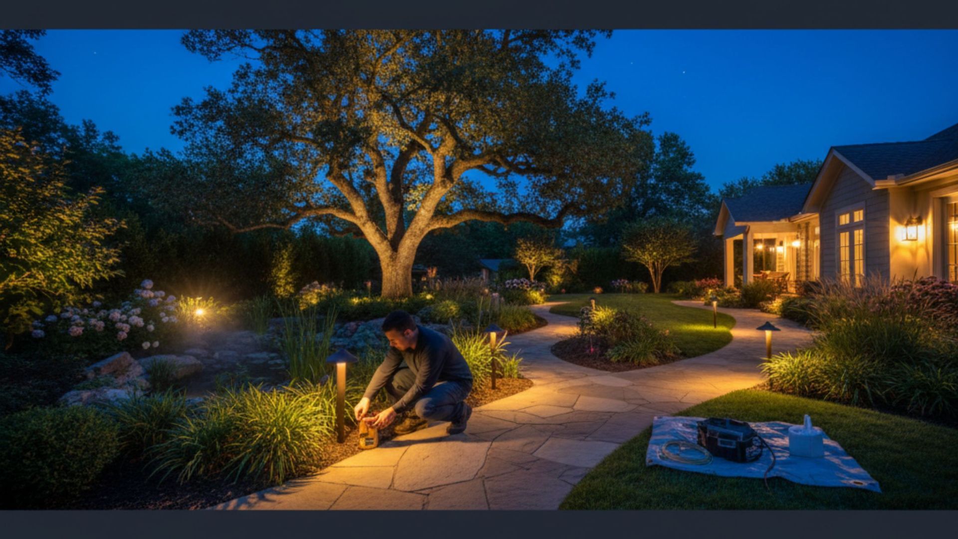 What maintenance services are essential for keeping outdoor lighting working year-round?