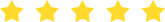 Five yellow stars rating icon on a white background