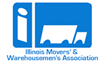 Illinois Movers logo with white lowercase “i” on blue, beside text “Illinois Movers & Warehousemen's Association”