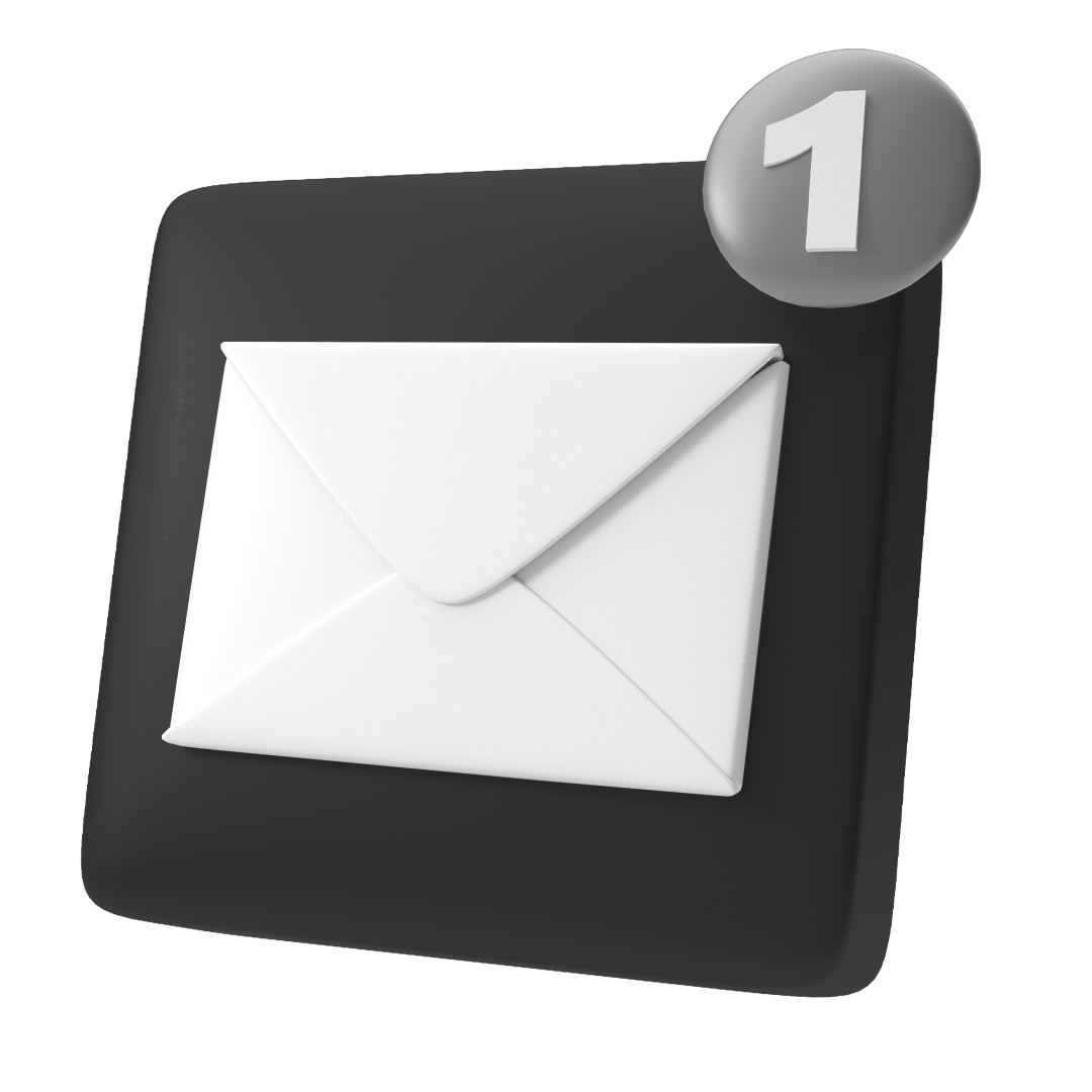 An envelope with a number one notification on it