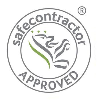 A safecontractor approved logo with a frog in a circle.