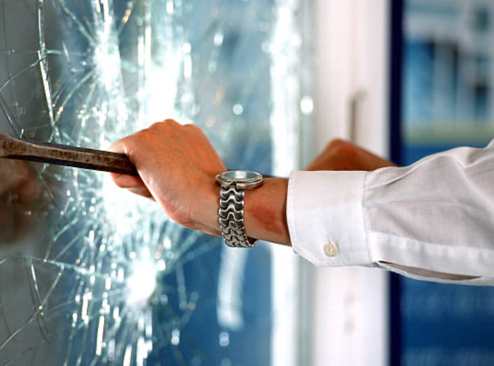 a photo of a broken window glass