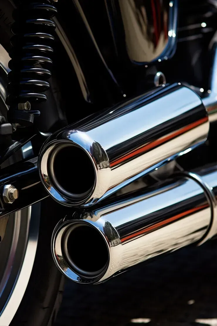 A close up of the exhaust pipes of a car