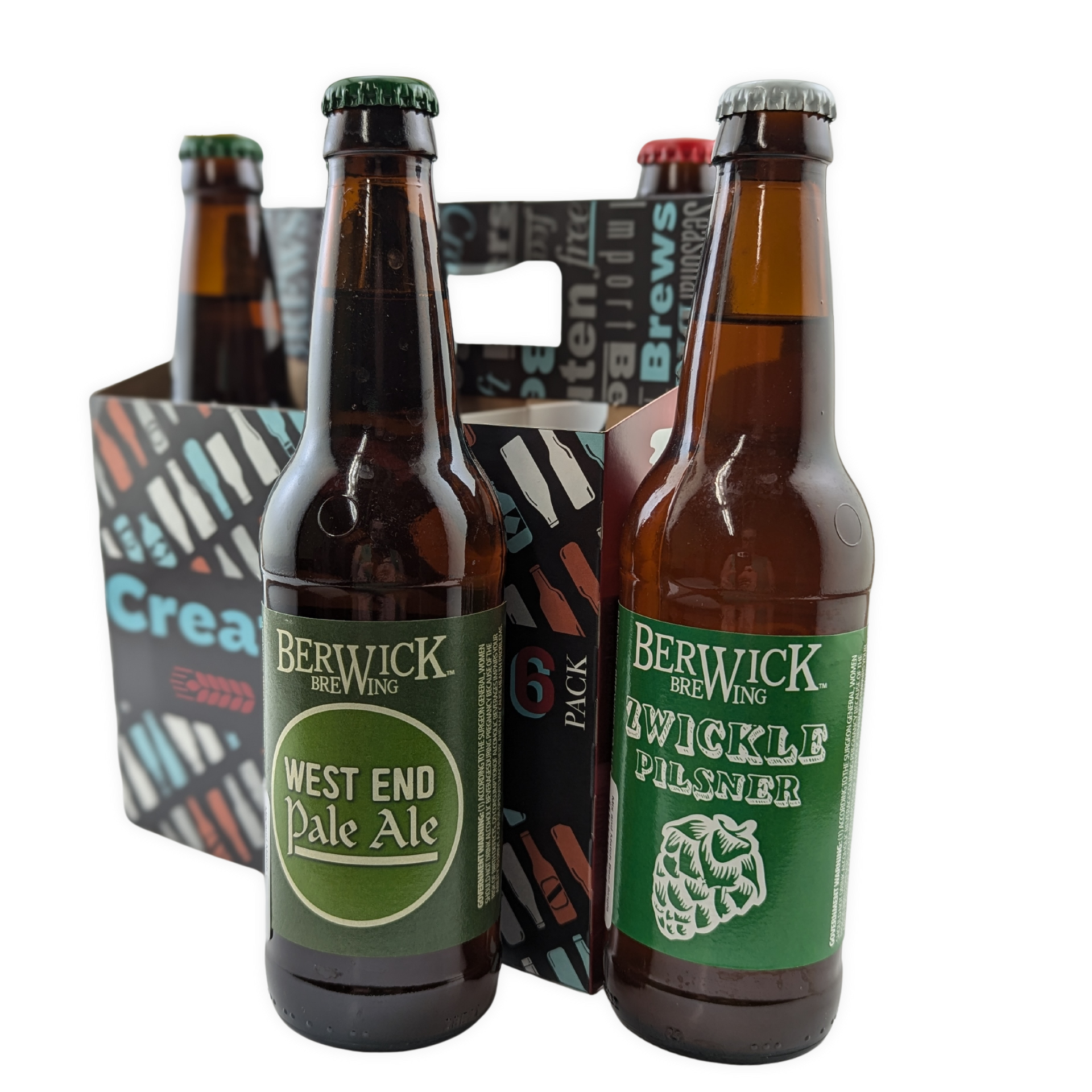 A six pack of beer including west end pale ale and invincible pilsner by Press Enterprise Commercial Printing